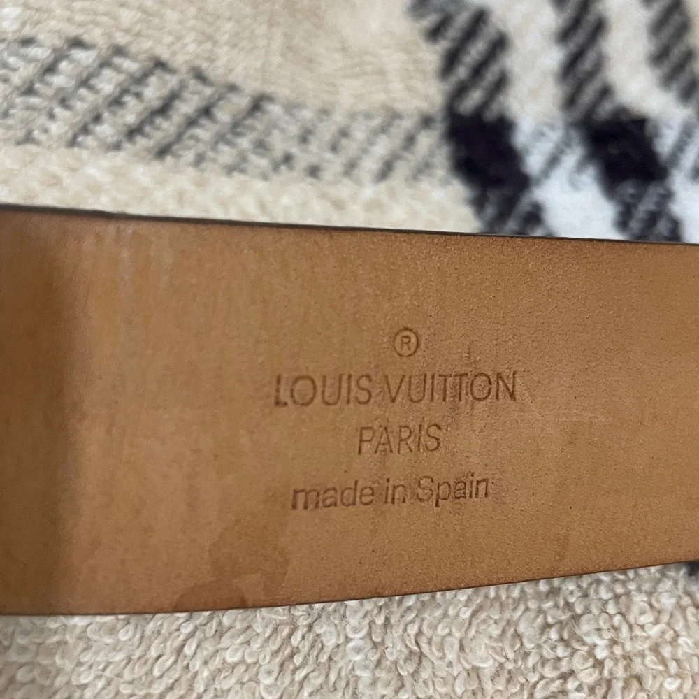 Louis Vuitton Dark Monogram Belt with Gold Buckle Unisex